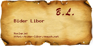 Bider Libor névjegykártya